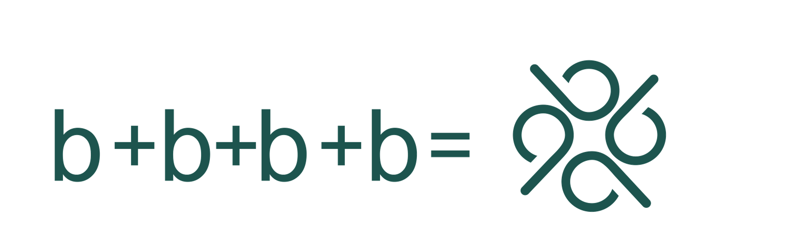 Formula: four lowercase b letters combine into a four-petal bloom
