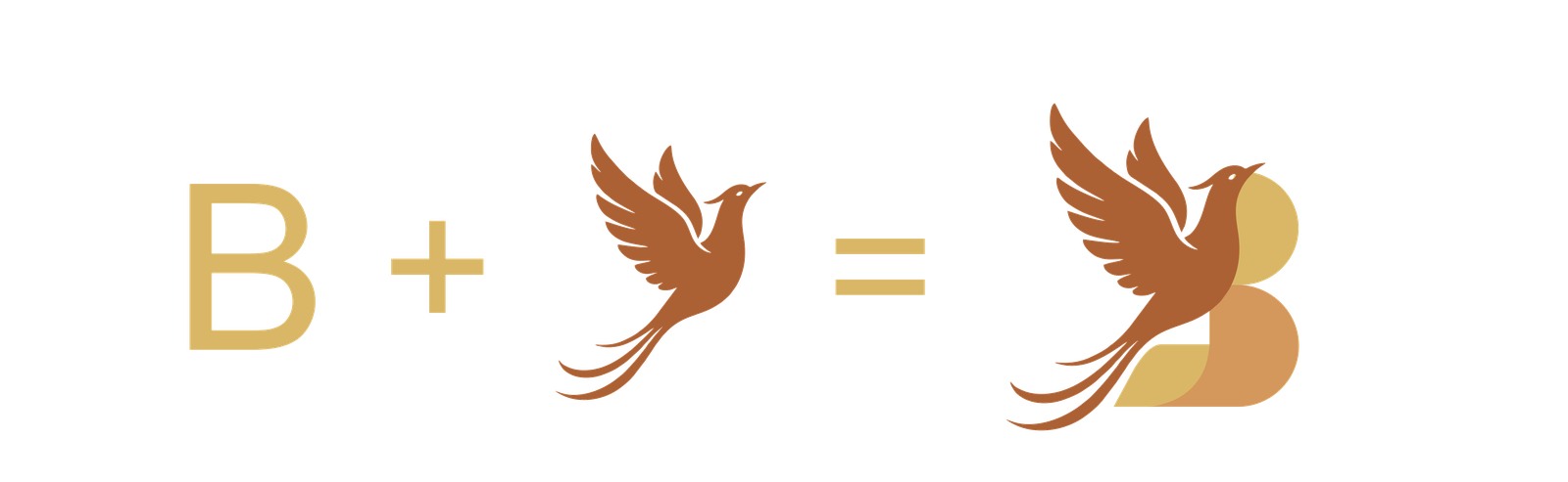 Formula: letter B plus a bird of paradise equals the mark